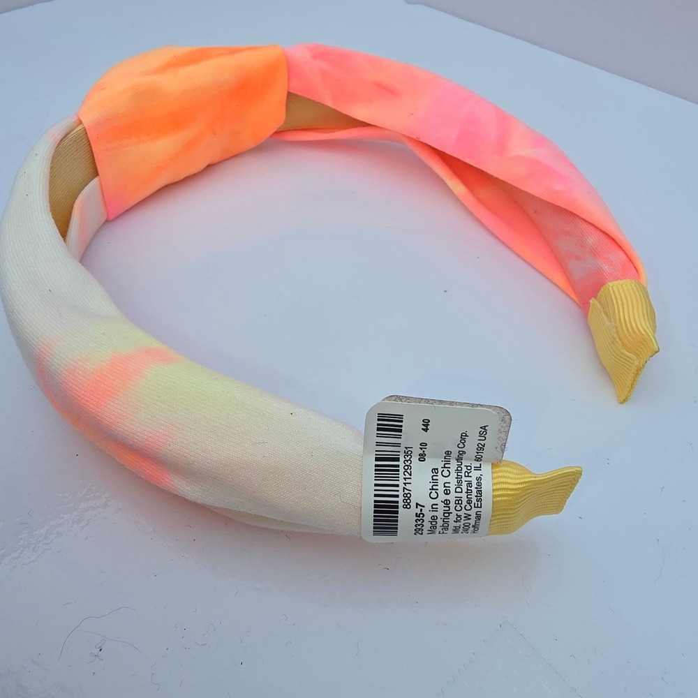 Claires Headband Womens Girls One Size Neon Tie Dye Knotted Padded Chunky Pink - Picture 3 of 12